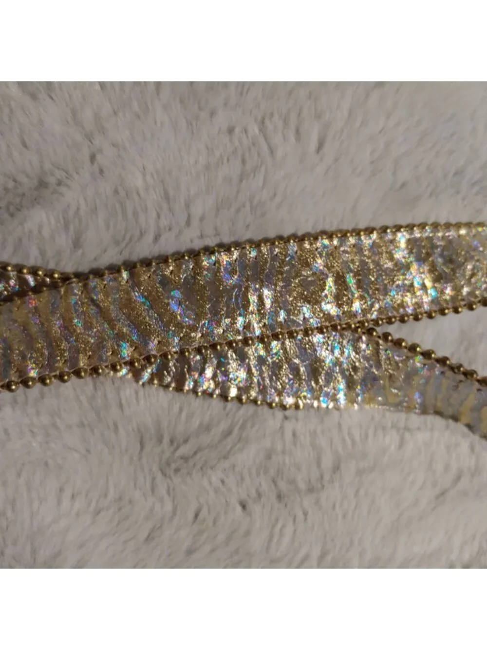 B.B. Simon Belt 36 Iridescent Silver Gold Beaded Y2K Runway Maximalist Designer